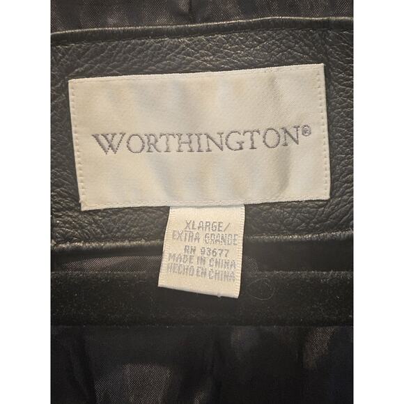 Worthington Solid Black Long Sleeve 100% Genuine Leather Jacket Women’s Sz XL - Picture 3 of 5
